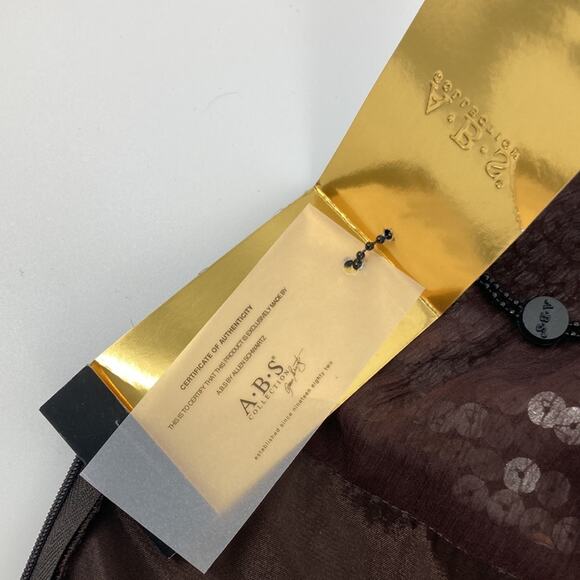 ABS Womens Brown Sleeveless Silk Dress Balloon Hem Sequined Bodice Size 6 New - Picture 13 of 16